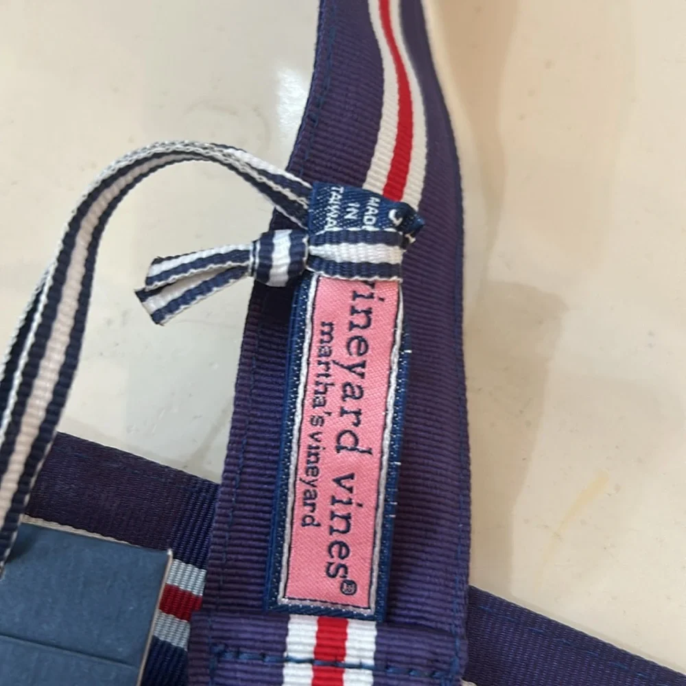 NWT VINEYARD VINES Boys Pop Stripe Ribbon D-Ring BELT SZ small.